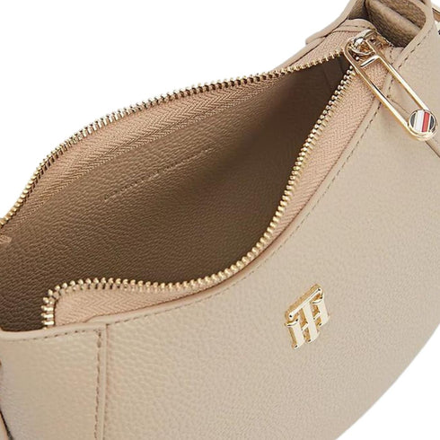 Borsa Donna Hobo con logo brand Beige TOMMY HILFIGER- Francavilla Moda